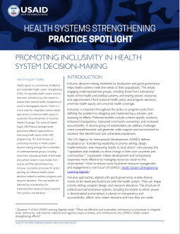 Promoting Inclusivity in Health System Decision Making| Case Studies from Guinea and Mali