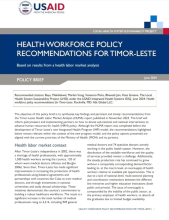 HEALTHWORKFORCE POLICY  RECOMMENDATIONS FOR TIMOR-LESTE